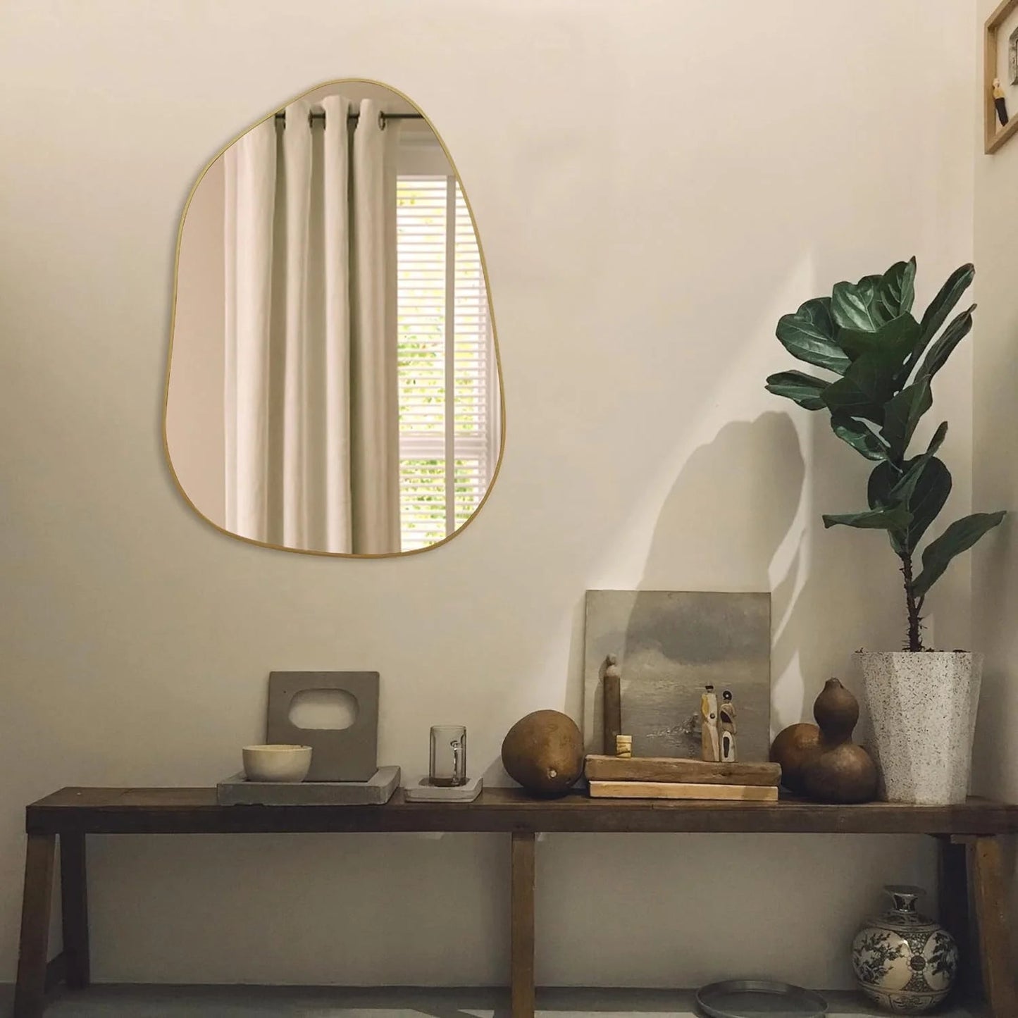 Golden Wave Wall Mirror