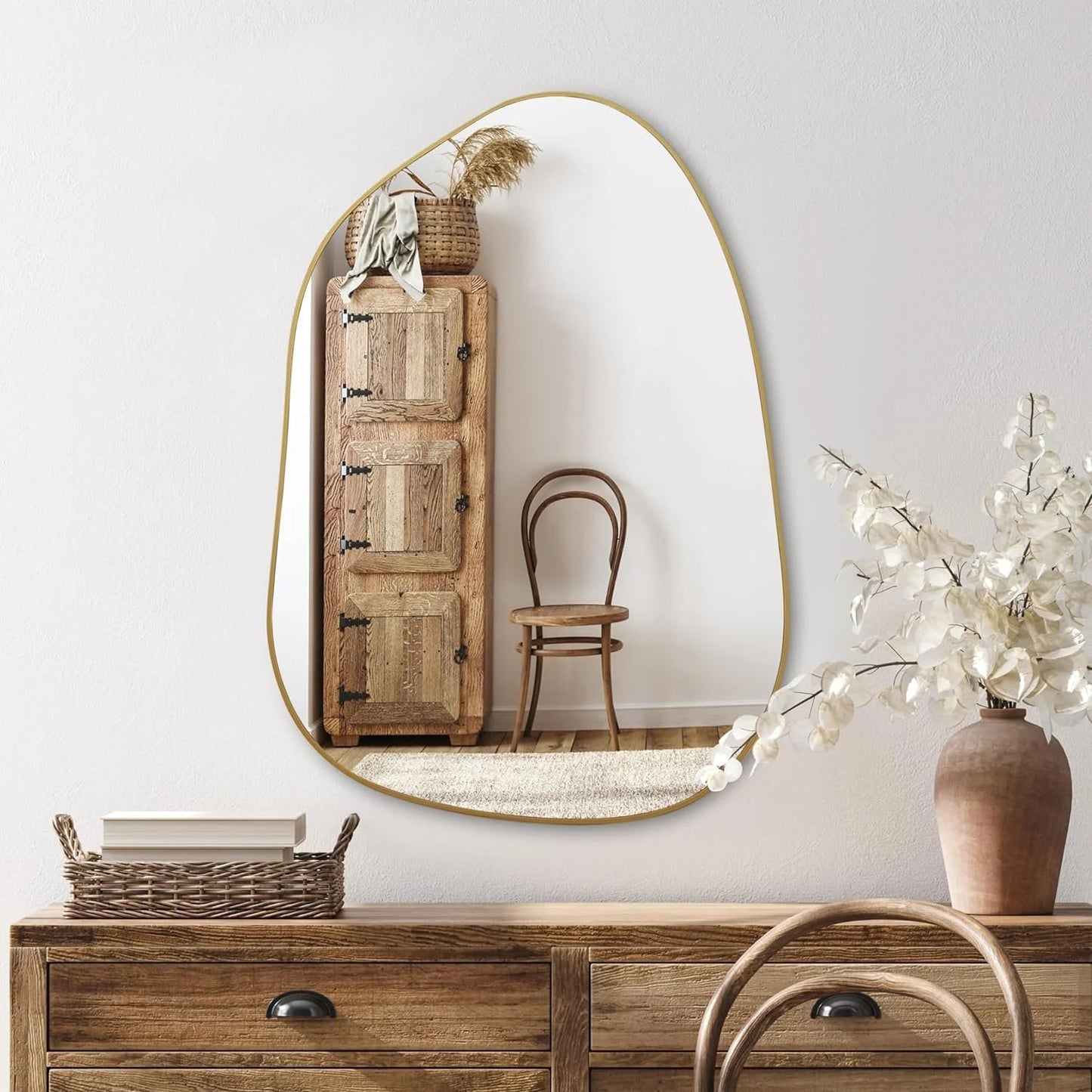 Golden Wave Wall Mirror
