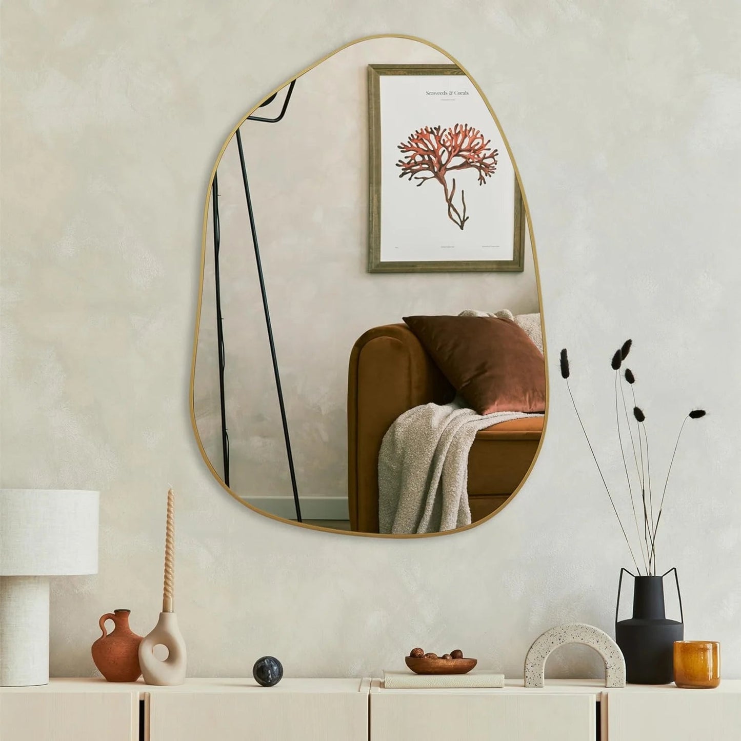 Golden Wave Wall Mirror