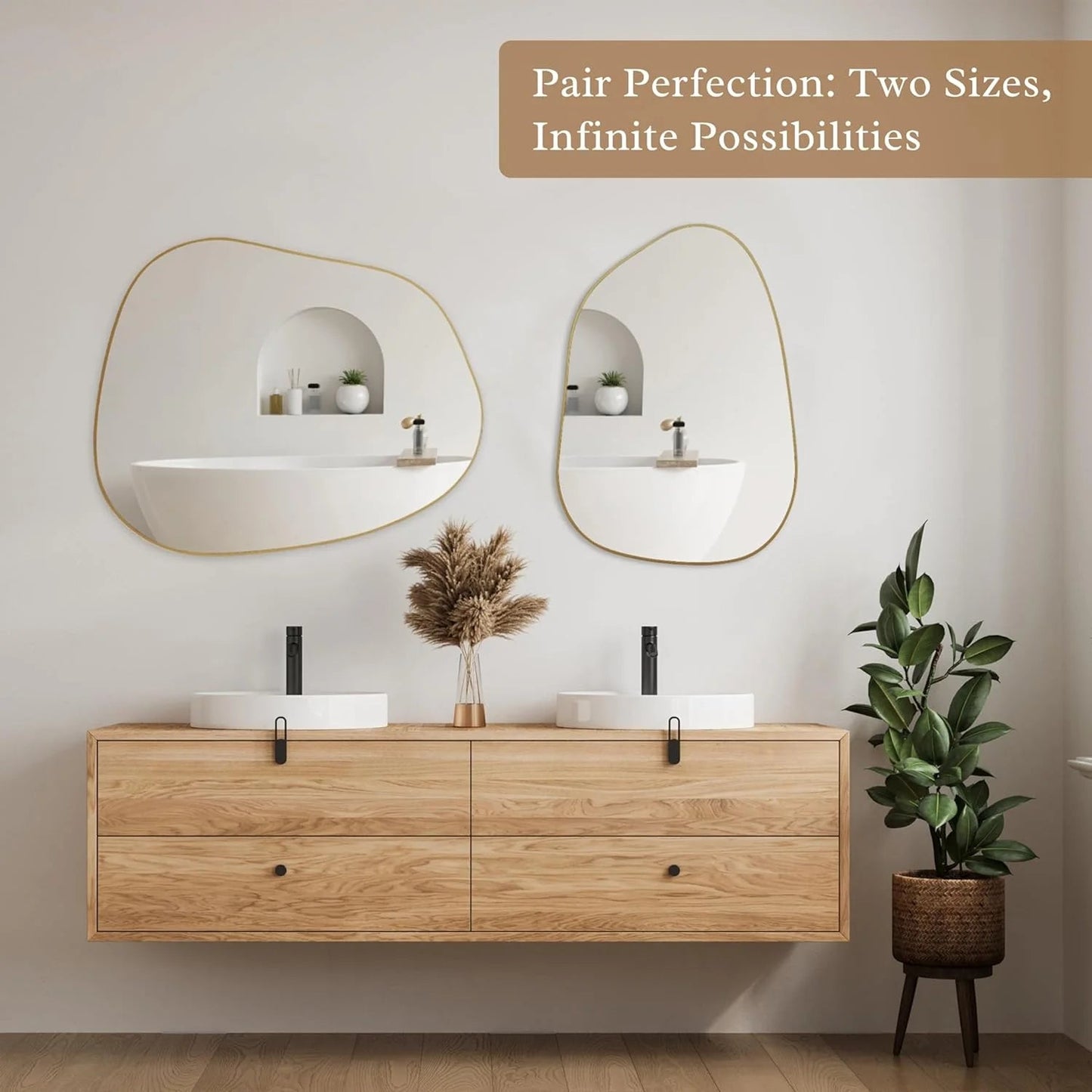Golden Wave Wall Mirror